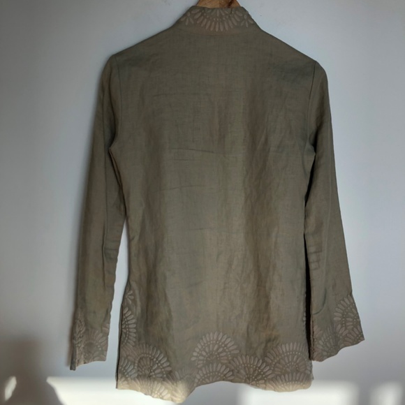 Tory Burch NWOT Linen Embroidered Long Sleeve Tunic Shirt Size 0 - Picture 8 of 12